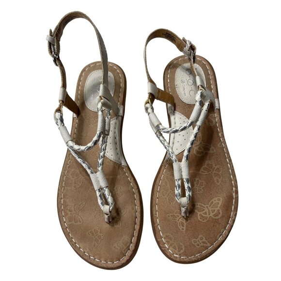 White Braided T-Strap Sandals Size 7 - Picture 4 of 8